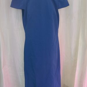 Classy Lined Royal/Black zip up A line dress  Sz Small